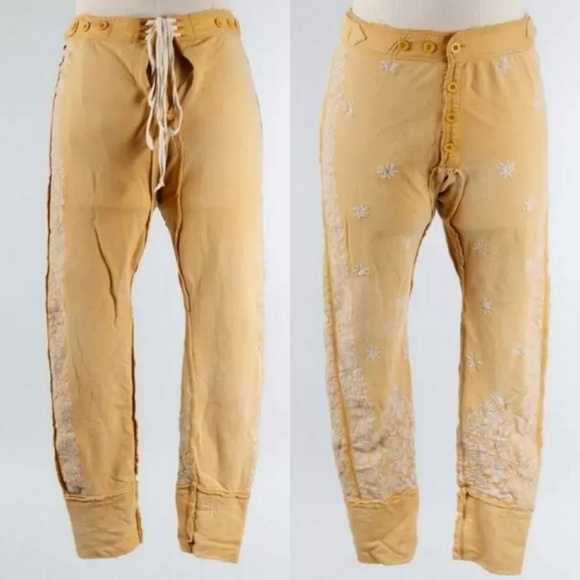 NWT Embroidered Whistlestop Underjohns Marigold Pants 228 Yellow Magnolia Pearl - Picture 4 of 13